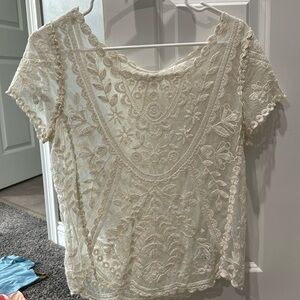 Floral white top, size S